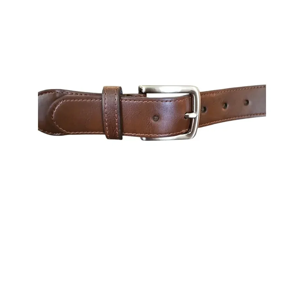 UNC Tarheels Logo leather belt sz 40 waist Silver Brass buckle new